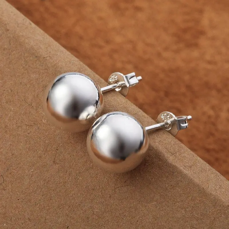 Street Fashion Earrings - 925 Sterling Silver klasyczne 8mm 10MM