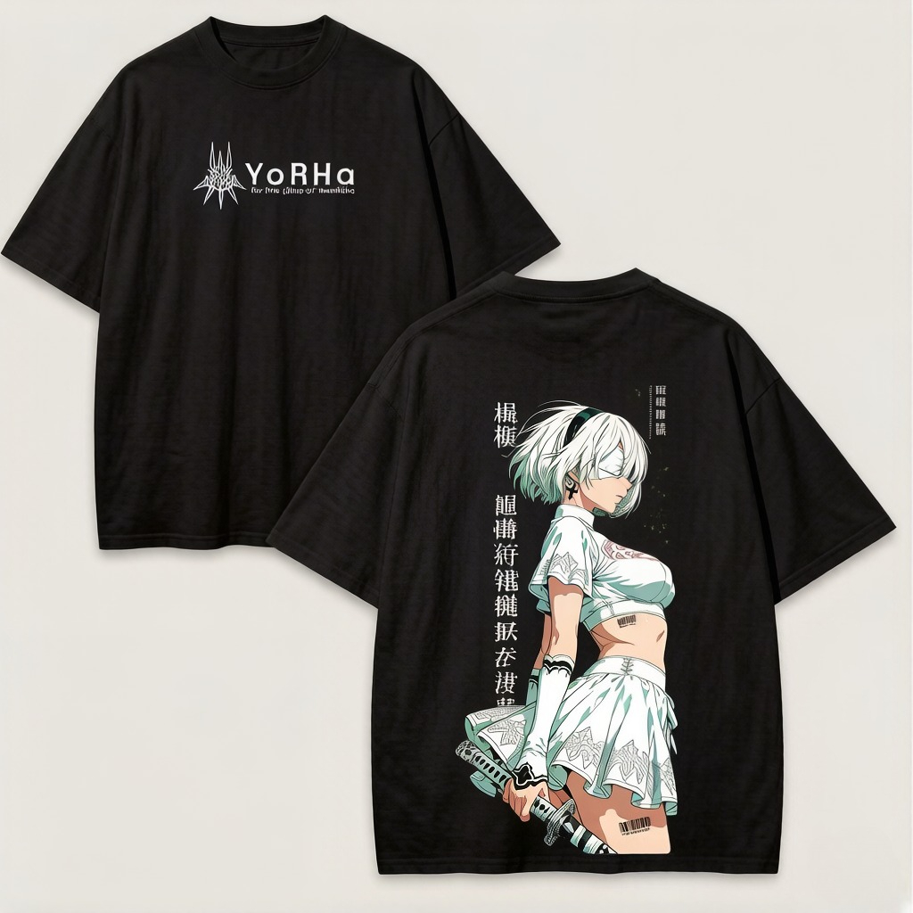 Street Fashion Logo - Koszulka oversize Anime NieR Automata 2B