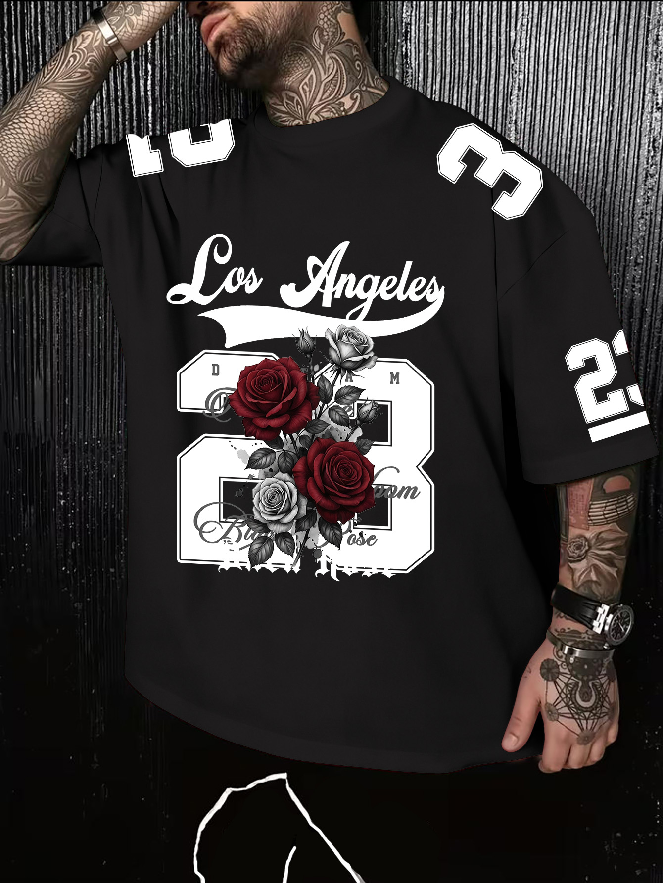 Street Fashion Los Angeles - Męska koszulka w stylu retro z