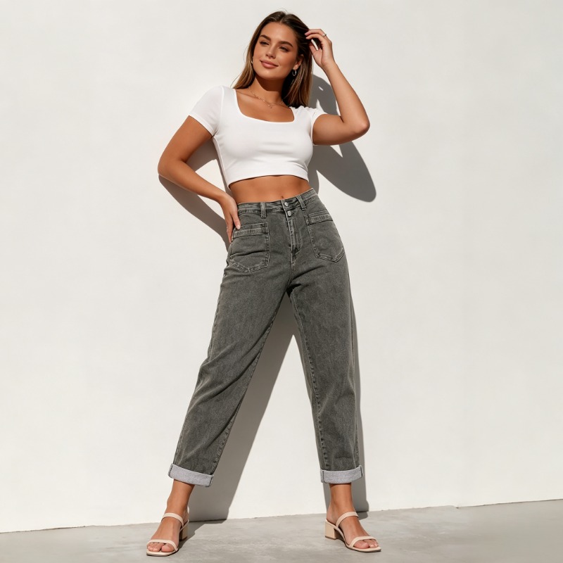 Street Fashion American - Damskie jeansy plus size w stylu