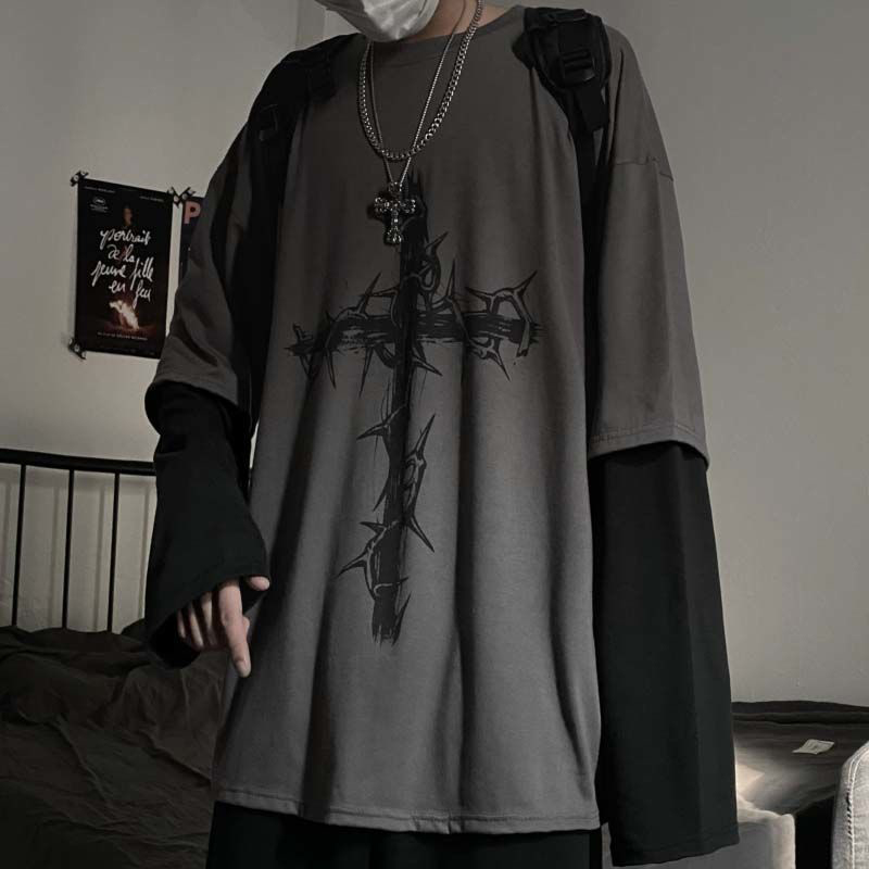 Street Fashion Goth - Grunge Odzież Damska Koszulka Emo z