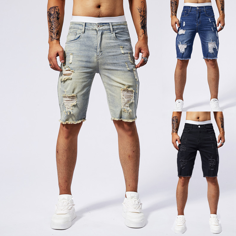 Street Fashion Jeans - 2023 letnie nowe męskie zgrywanie spodenki