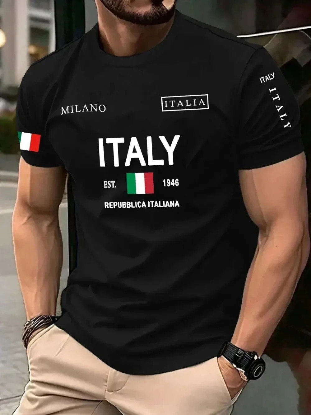 Street Fashion Of Milan - Koszulka męska 3D z nadrukiem europejsko-amerykańskich