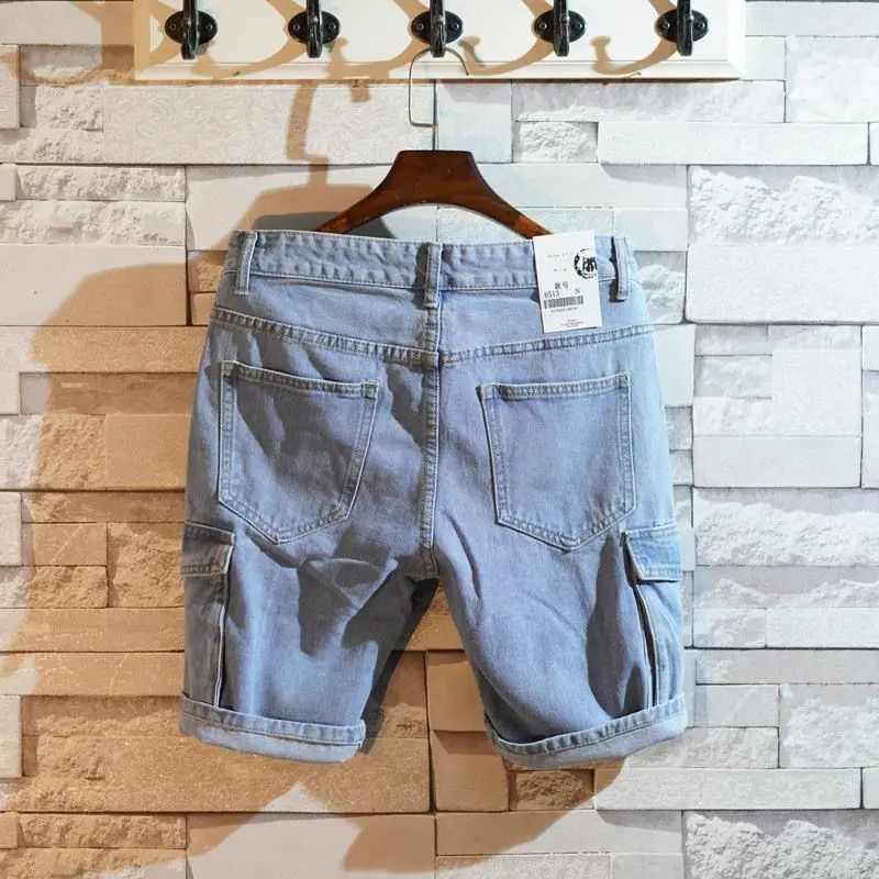 Street Fashion Jeans - Luźne Proste Krótkie Jeansy Męskie Szerokie