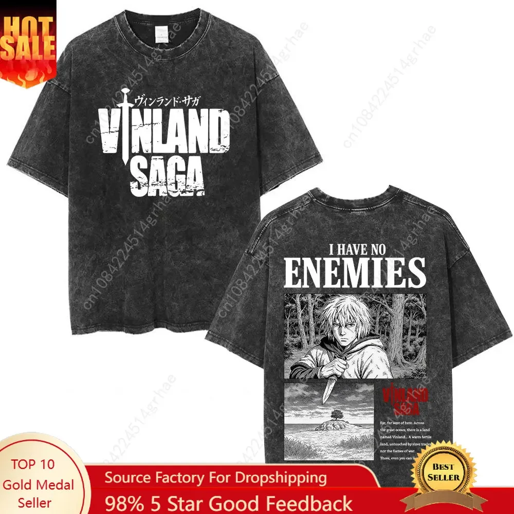 Street Fashion Anime - Koszulka Vintage Washed Anime Vinland Saga