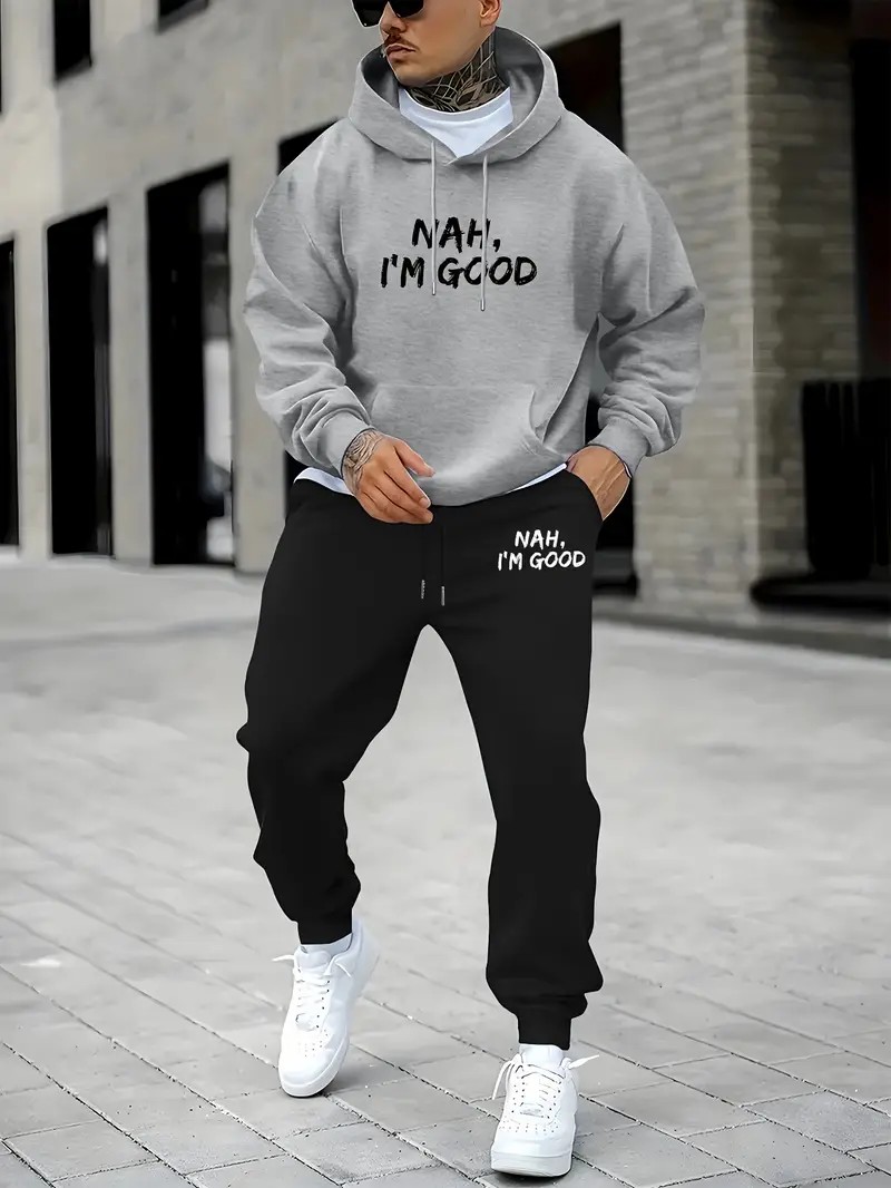 Street Fashion For 2026 - Zestaw męski: bluza z kapturem z