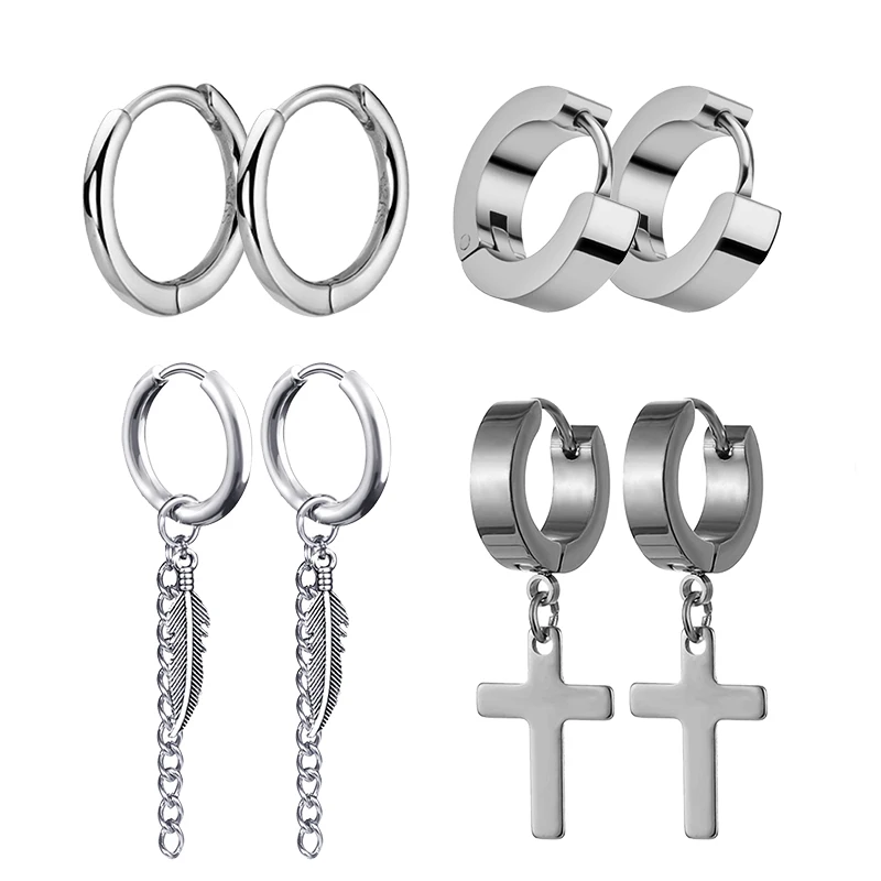 Street Fashion Earrings - 4 pary Punk stal-kolorowe kolczyki ze