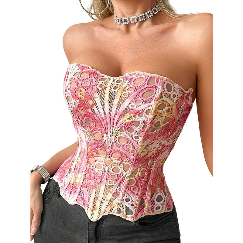 Mesh Top Layering - Seksowny gorset z siateczki, oddychający, z