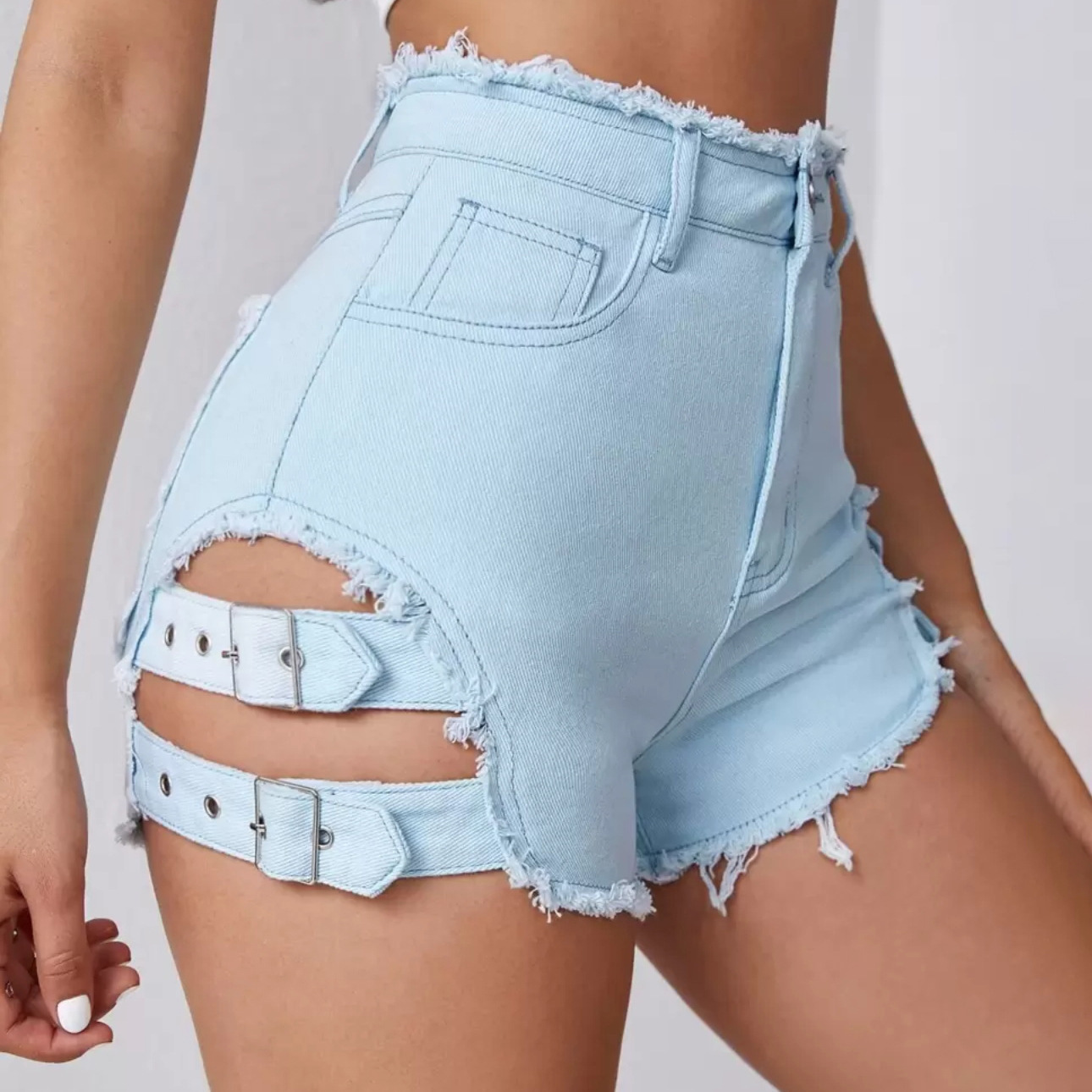 Street Fashion Jeans - Damskie dżinsowe szorty z wysokim stanem,