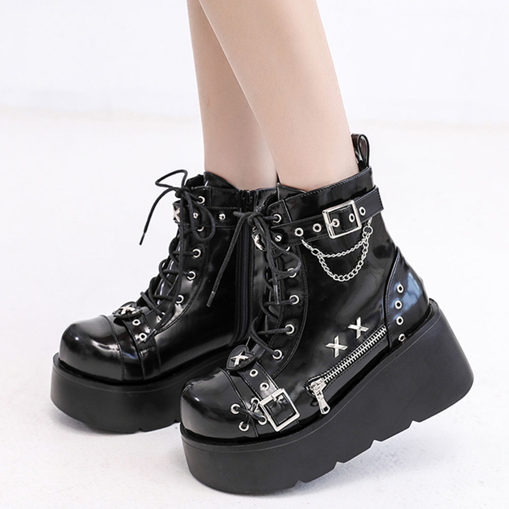 Street Fashion Goth - Nowe damskie botki gotyckie na platformie,