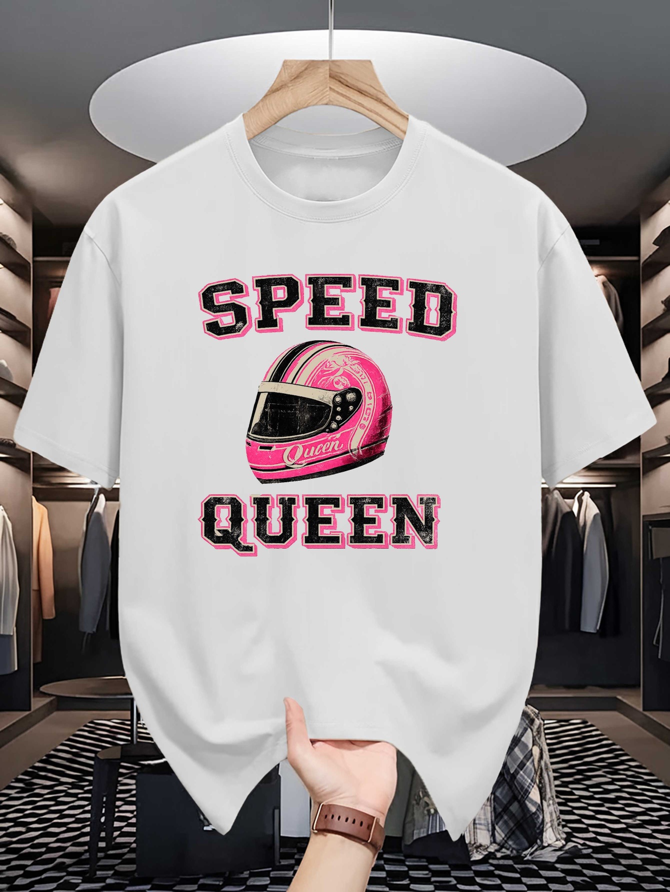 Queen Street Fashion - Męska bawełniana koszulka T-shirt z nadrukiem