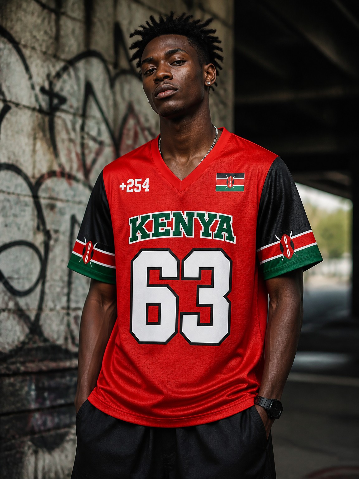 Street Fashion Kenya - Męska koszulka z krótkim rękawem w