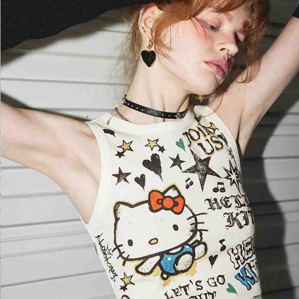 Street Fashion Anime - Sanrio Hello Kitty Damski Uroczy Top