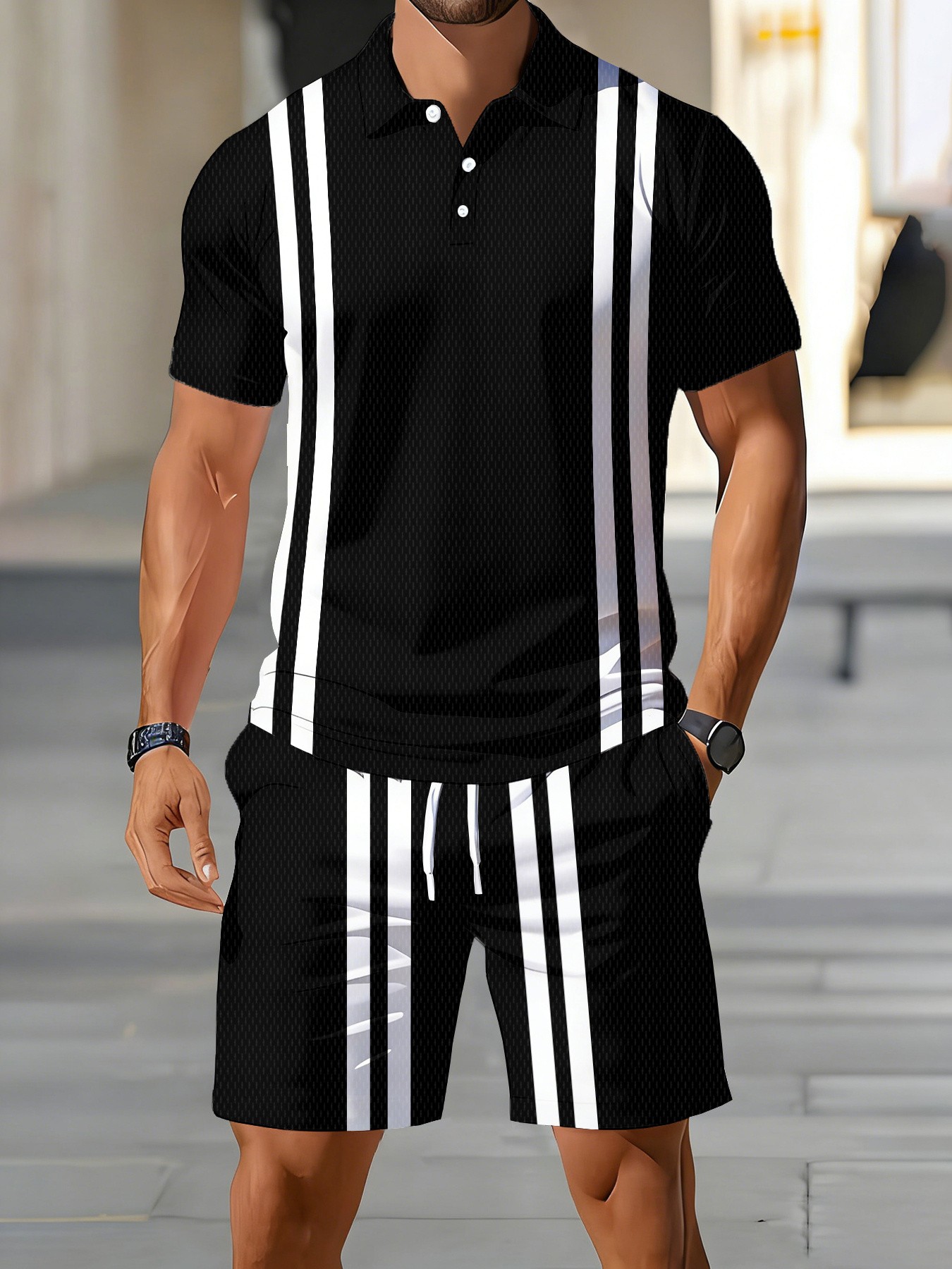 Street Fashion American - Letni zestaw męskich koszulek polo z