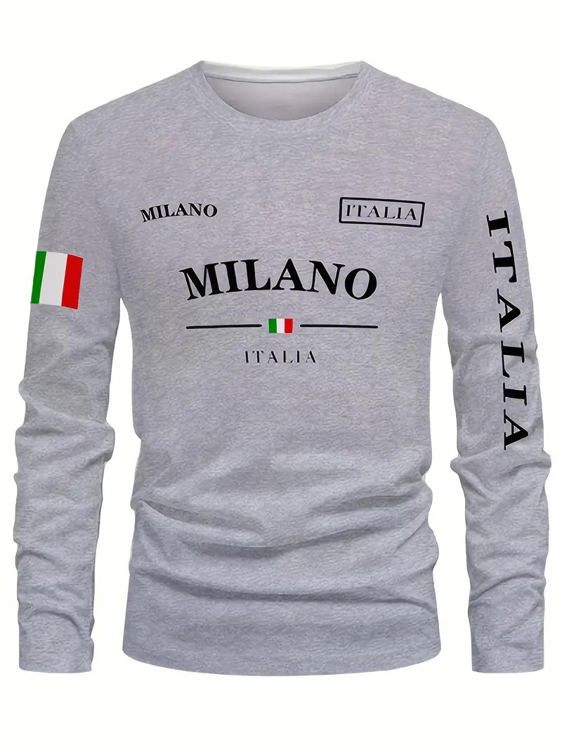 Street Fashion Of Milan - Męska koszulka z długim rękawem na