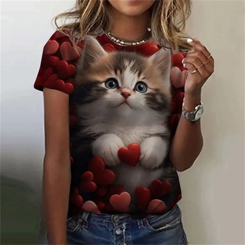 Modny damski t-shirt z nadruki – Fashion Street Cat recenzja i cena