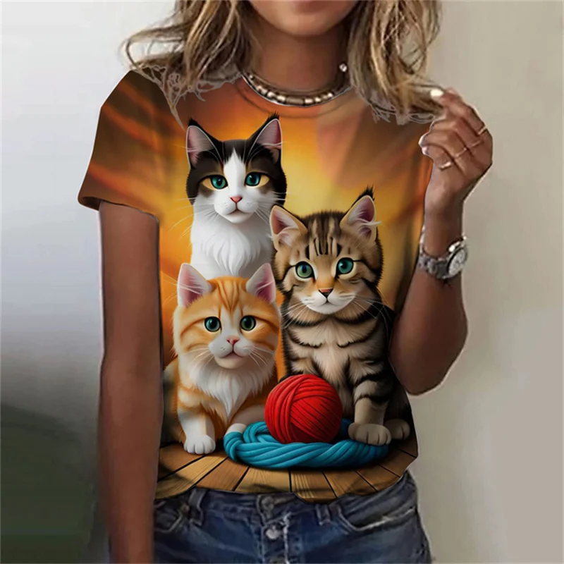 Modny damski t-shirt z nadruki – Fashion Street Cat recenzja i cena