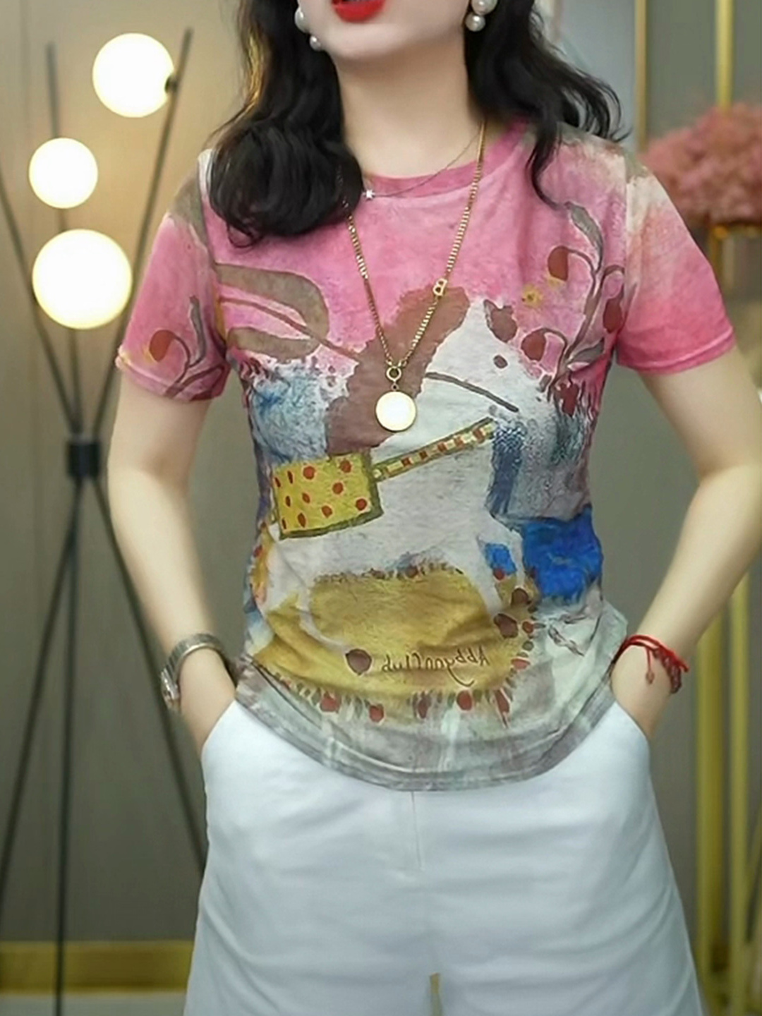 Koreańska koszulka damska z kr – Mesh Top Layering recenzja i cena
