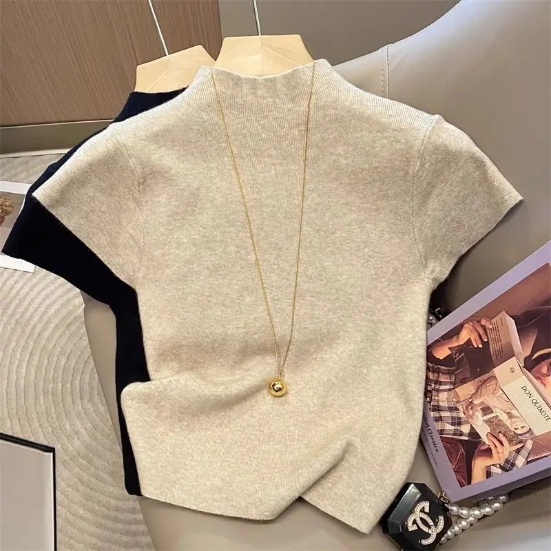 Modny, prosty sweter z półgolf – Korean Street Fashion Female recenzja i cena