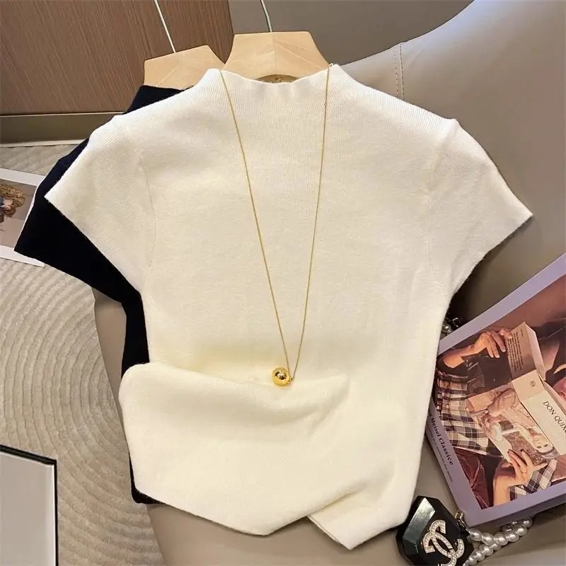 Modny, prosty sweter z półgolf – Korean Street Fashion Female recenzja i cena