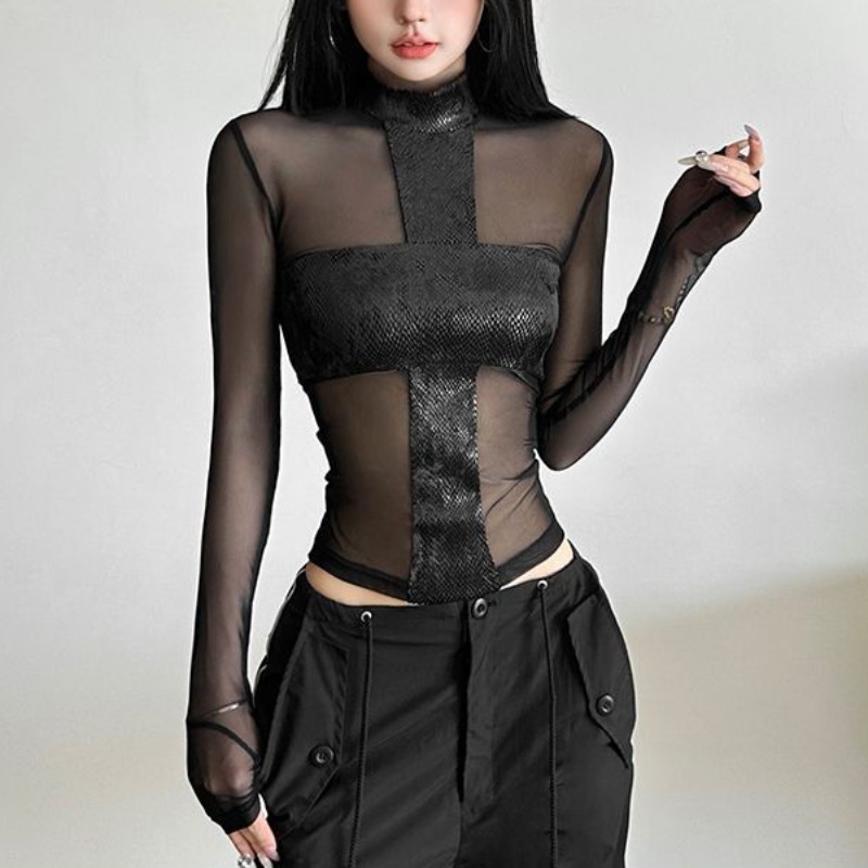 Damski body z długim rękawem w – Mesh Top Layering recenzja i cena