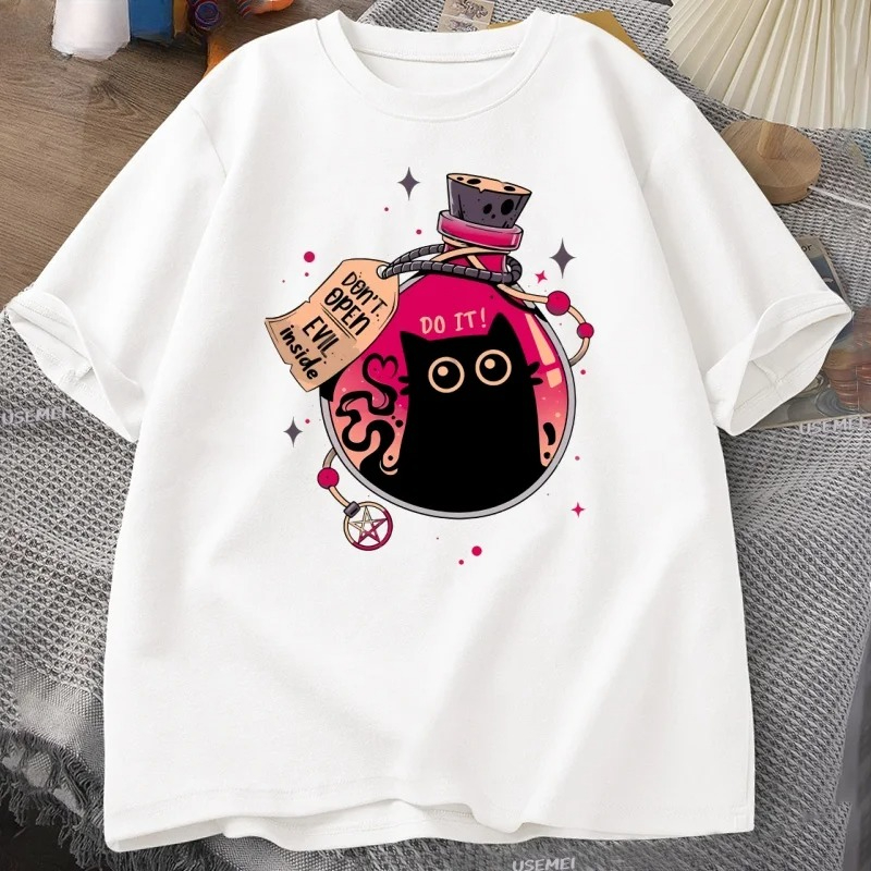 Koszulka z zła czarną kotką w  – Fashion Street Cat recenzja i cena
